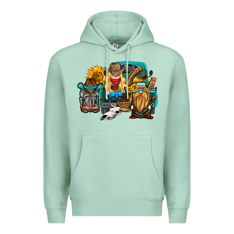 Western Truck With Gnomes Premium Hoodie by HRA Design Shop | Teevron