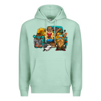 Seafoam western Truck with gnomes Premium Hoodie - HRA Design Shop