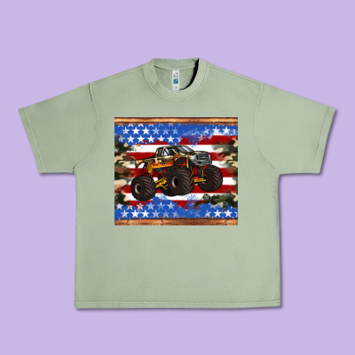Monster Truck American Flag Tumbler Urban Heavy Tee Designed By Artiststas