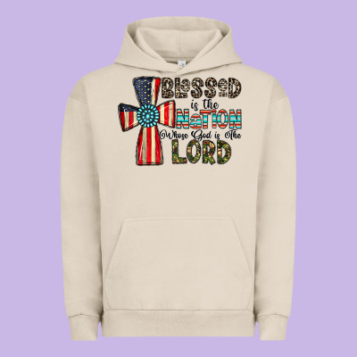 Blessed İs The Nation Whose God Is The Lord Urban Hoodie Designed By Cowhidedigitalart