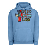 Pigment Pebble Blue blessed İs the nation whose god is the lord Urban Hoodie - CowhideDigitalArt