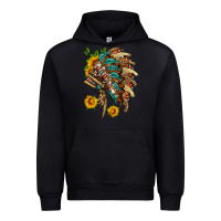 Black indian headdress with pattern and sunflowers Urban Hoodie - HRA Design Shop
