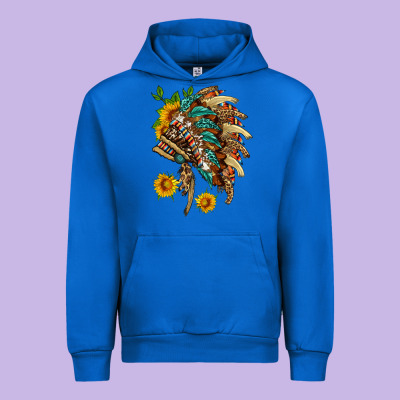 Indian Headdress With Pattern And Sunflowers Urban Hoodie Designed By Hra Design Shop