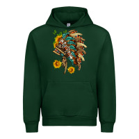 Forest Green indian headdress with pattern and sunflowers Urban Hoodie - HRA Design Shop