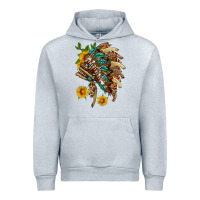 Heather Grey indian headdress with pattern and sunflowers Urban Hoodie - HRA Design Shop