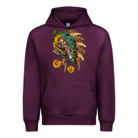 Mauve Wine indian headdress with pattern and sunflowers Urban Hoodie - HRA Design Shop