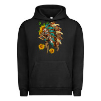 Pigment Black indian headdress with pattern and sunflowers Urban Hoodie - HRA Design Shop