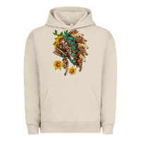Pigment French Oak indian headdress with pattern and sunflowers Urban Hoodie - HRA Design Shop