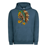 Pigment Midnight Navy indian headdress with pattern and sunflowers Urban Hoodie - HRA Design Shop