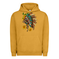 Pigment Peanut Butter indian headdress with pattern and sunflowers Urban Hoodie - HRA Design Shop