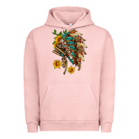 Pigment Salmon indian headdress with pattern and sunflowers Urban Hoodie - HRA Design Shop
