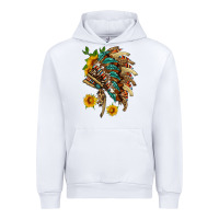 White indian headdress with pattern and sunflowers Urban Hoodie - HRA Design Shop