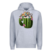 Heather Grey day of the dead mexican cactus Premium Hoodie - FaDigitalArtStudio