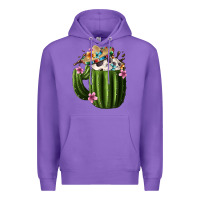 Purple day of the dead mexican cactus Premium Hoodie - FaDigitalArtStudio