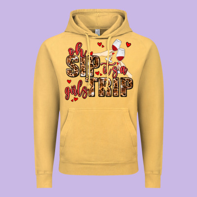 Oh Sip Its A Girls Trip Vintage Hoodie Designed By Adodesignshop