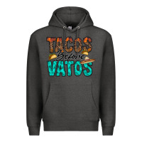 Charcoal Heather tacos before vatos Premium Hoodie - RacoonDesign