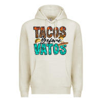 Oatmeal Heather tacos before vatos Premium Hoodie - RacoonDesign