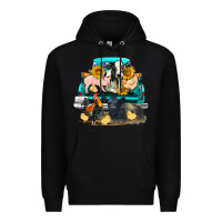 Black farm truck farm animals Premium Hoodie - FaDigitalArtStudio