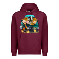 Burgundy farm truck farm animals Premium Hoodie - FaDigitalArtStudio