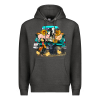 Charcoal Heather farm truck farm animals Premium Hoodie - FaDigitalArtStudio