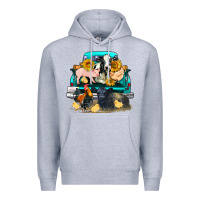 Heather Grey farm truck farm animals Premium Hoodie - FaDigitalArtStudio