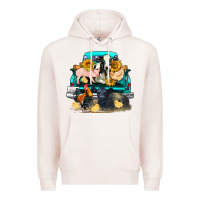 Pale Pink farm truck farm animals Premium Hoodie - FaDigitalArtStudio