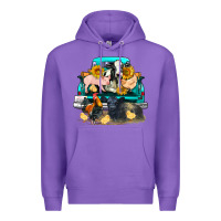 Purple farm truck farm animals Premium Hoodie - FaDigitalArtStudio
