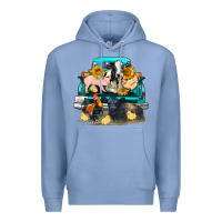Colony Blue farm truck farm animals Premium Hoodie - FaDigitalArtStudio