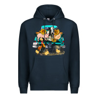 Navy farm truck farm animals Premium Hoodie - FaDigitalArtStudio