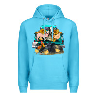 Ocean Blue farm truck farm animals Premium Hoodie - FaDigitalArtStudio