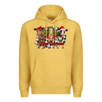 Antique Gold feliz navidad heifers front view Premium Hoodie - RanaPortraitStore
