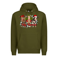 Army Green feliz navidad heifers front view Premium Hoodie - RanaPortraitStore