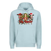 Blue Mist feliz navidad heifers front view Premium Hoodie - RanaPortraitStore