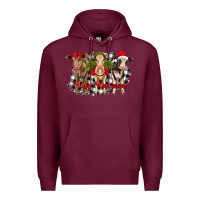 Burgundy feliz navidad heifers front view Premium Hoodie - RanaPortraitStore