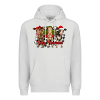 Dove Grey feliz navidad heifers front view Premium Hoodie - RanaPortraitStore