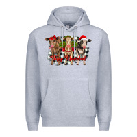 Heather Grey feliz navidad heifers front view Premium Hoodie - RanaPortraitStore