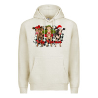 Oatmeal Heather feliz navidad heifers front view Premium Hoodie - RanaPortraitStore
