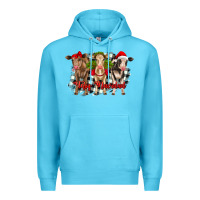 Ocean Blue feliz navidad heifers front view Premium Hoodie - RanaPortraitStore