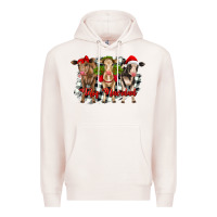 Pale Pink feliz navidad heifers front view Premium Hoodie - RanaPortraitStore