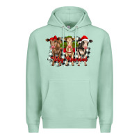Seafoam feliz navidad heifers front view Premium Hoodie - RanaPortraitStore