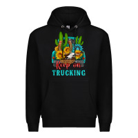 Black keep on trucking with western truck Premium Hoodie - HRA Design Shop