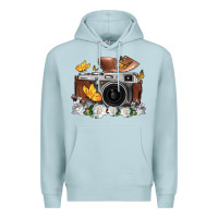 Blue Mist floral butterfly film roll vintage camera Premium Hoodie - FaDigitalArtStudio