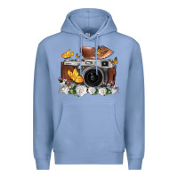Colony Blue floral butterfly film roll vintage camera Premium Hoodie - FaDigitalArtStudio