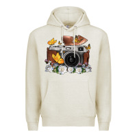 Oatmeal Heather floral butterfly film roll vintage camera Premium Hoodie - FaDigitalArtStudio