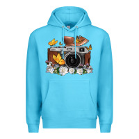 Ocean Blue floral butterfly film roll vintage camera Premium Hoodie - FaDigitalArtStudio