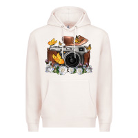 Pale Pink floral butterfly film roll vintage camera Premium Hoodie - FaDigitalArtStudio