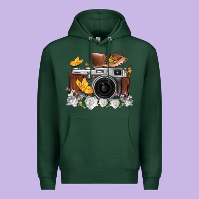 Floral Butterfly Film Roll Vintage Camera Premium Hoodie Designed By Fadigitalartstudio
