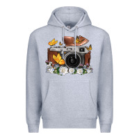 Heather Grey floral butterfly film roll vintage camera Premium Hoodie - FaDigitalArtStudio