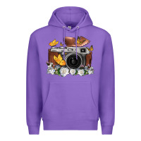 Purple floral butterfly film roll vintage camera Premium Hoodie - FaDigitalArtStudio