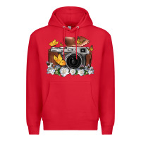 Red floral butterfly film roll vintage camera Premium Hoodie - FaDigitalArtStudio